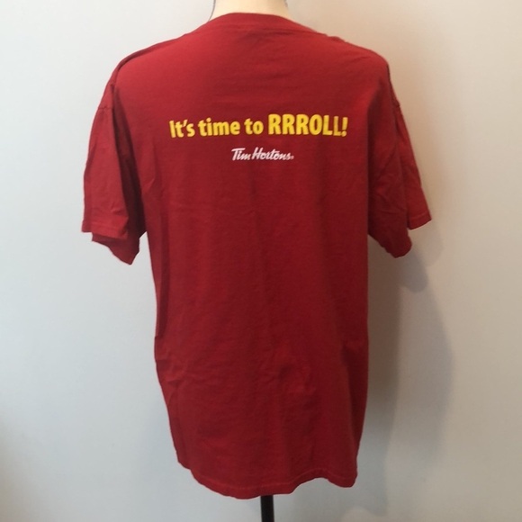 Tim Hortons roll up the rim shirt red SZ L EUC unisex - Picture 5 of 5
